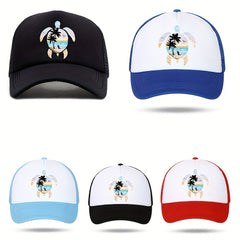 Unisex Sunshade Breathable Adjustable Baseball Cap with Beach Pattern