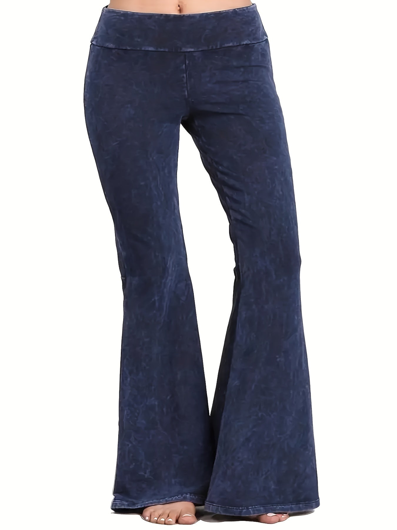 Flared Leg High Waist Long Pants Casual Women's Clothing