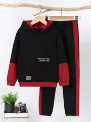 Boy's 2pcs Hoodie & Sweatpants Set Letter Print Long Sleeve Top