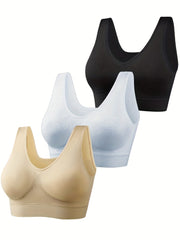 3pcs Wireless Seamless Sports Bras - Comfy & Breathable