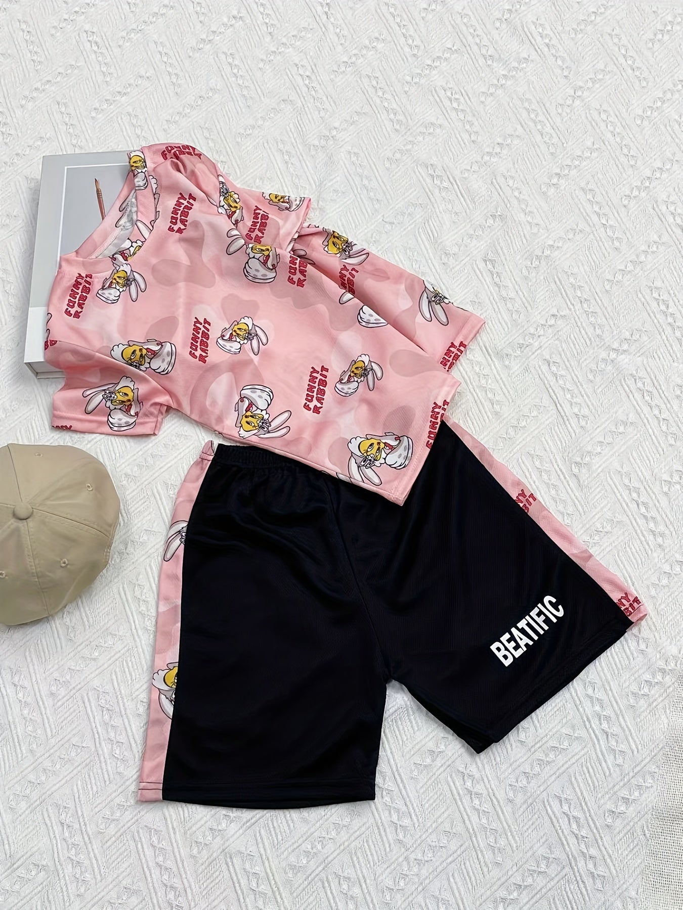 Boys Funny Rabbit Casual Outfit T shirt & Shorts Summer Clothes Sets