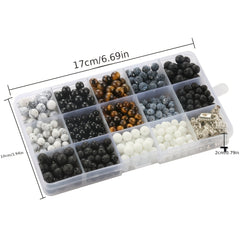 Natural Stone Beads Kit Couples Distance Bracelet Elastic Cord Magnet Clasps Box