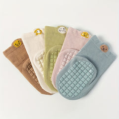 5 Pairs Kids Cartoon Anti-skid Socks, Soft Breathable Toddlers Socks