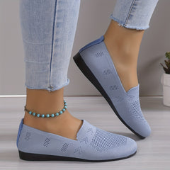 Women's Knit Flat Shoes Soft Sole Slip On Casual Walking Flats