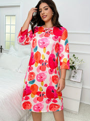 Floral Print Nightdress Three Quarter Sleeve