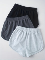 3 Pack Letter Print Drawstring Shorts for Women