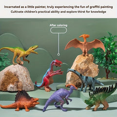 15pcs Dino Painting Set w/ 10 Paints & Molds DIY Craft Kit for Boys & Girls