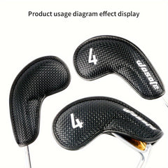 9pcs Golf Club Protection Cap Set PU Material Classic With Velvet Lining