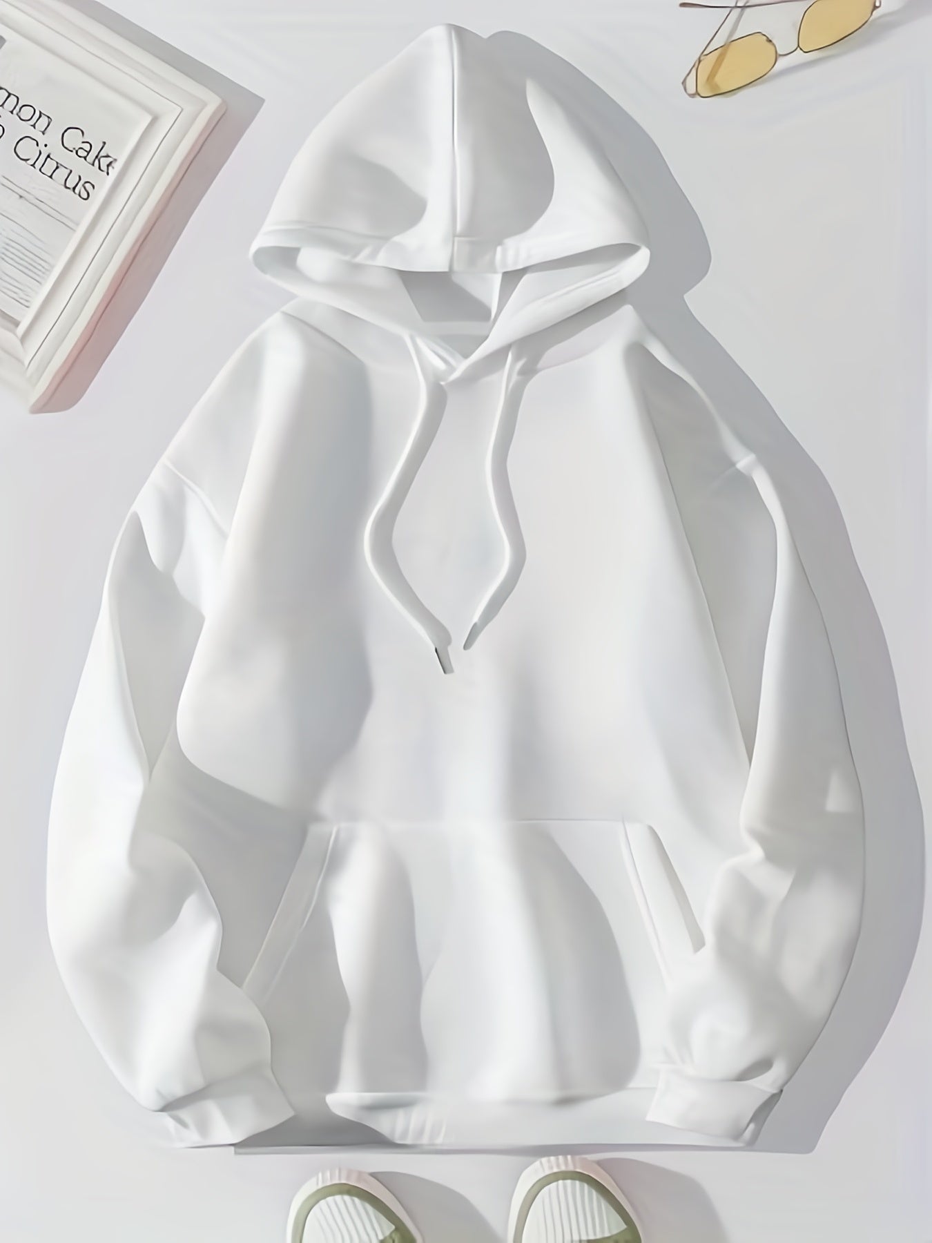 Heart Print Hoodie with Kangaroo Pocket - Women's Clothing