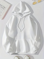 Heart Print Hoodie with Kangaroo Pocket - Women's Clothing