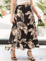 Women's Plus Tropical Print Smock Maxi Skirt
