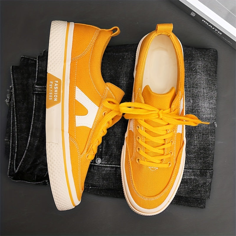 Men's Canvas Lace-up Sneakers Comfortable Breathable Shoes