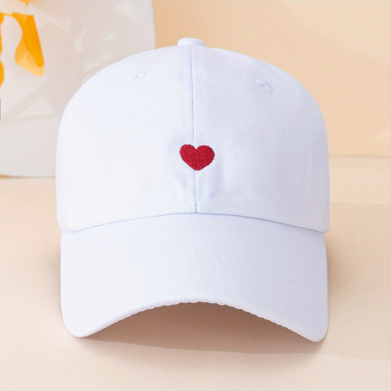 Unisex Sunshade Adjustable Baseball Cap with Heart Embroidery