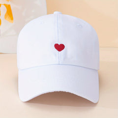 Unisex Sunshade Adjustable Baseball Cap with Heart Embroidery