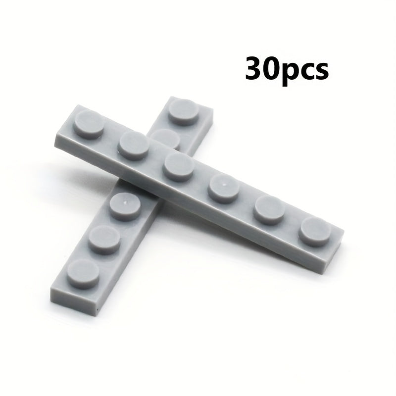 30pcs 30mm Building Blocks Thin Tile 1x6 Short Brick DIY