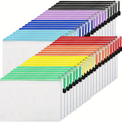 Set of 56 Mesh Zipper Bags for Organizing Puzzles & Office Supplies