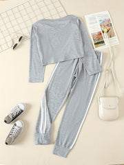 Girls CEST LA VIE 2pc Active Wear Set Crew Neck Top jogger Pants Set