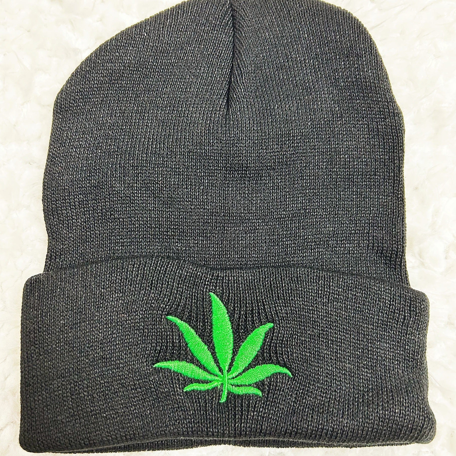Weed Leaf Embroidery Hip Hop Knitted Hat Caps for Men and Women