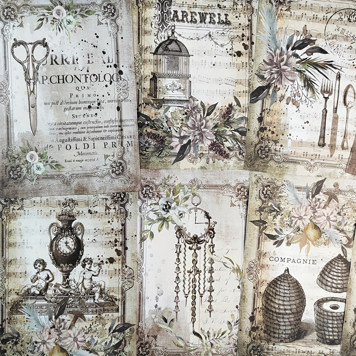 11pcs Vintage Old Stuff Scrapbook Papers For Junk Journal DIY Crafts