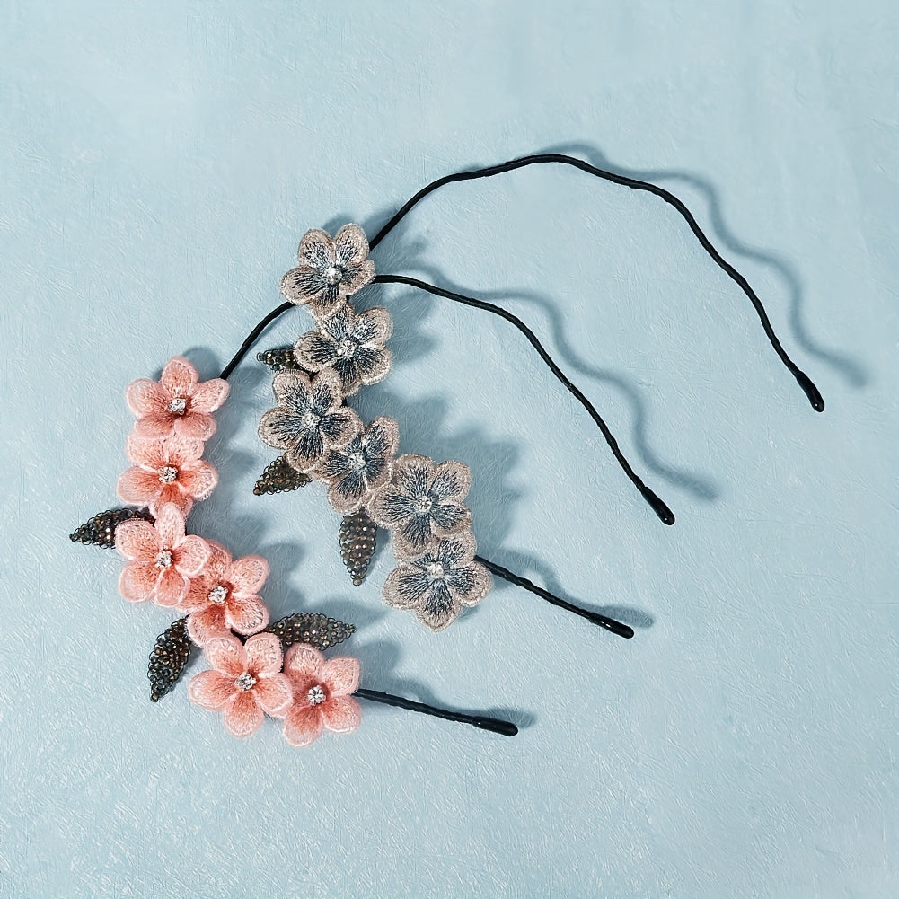 Retro Flower Head Hoop Wide Brim Headband
