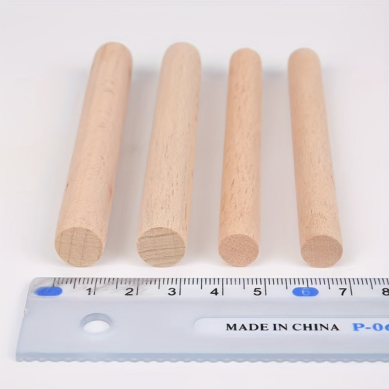 5pcs 1.0cm Solid Wood Round Stick Beech Wood 3.94in Tapestry Wooden Stick