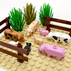 Farm Building Blocks Toy - Wild Boar Piglet Pasture Fence Assembly