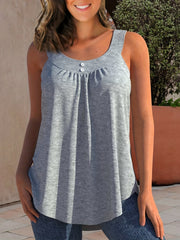 Solid Tank Top Ruched Casual Sleeveless Summer Top Women's Clothing