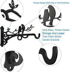 Wrought Iron Wall Flower Pot Bracket for Orchids & Garden Decor