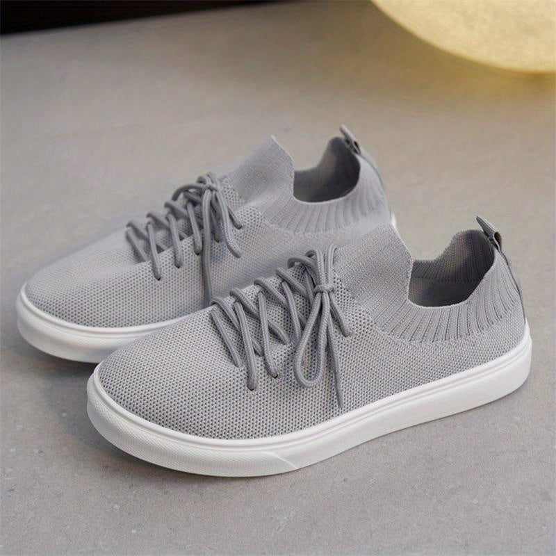 Women's Breathable Knit Sneakers Lightweight Low Top Lace Up Shoes