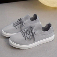 Women's Breathable Knit Sneakers Lightweight Low Top Lace Up Shoes
