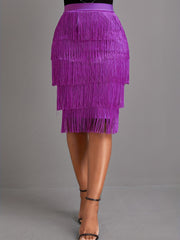 Tassel Layered Skirt High Waist Casual Spring Summer Women's Clothing