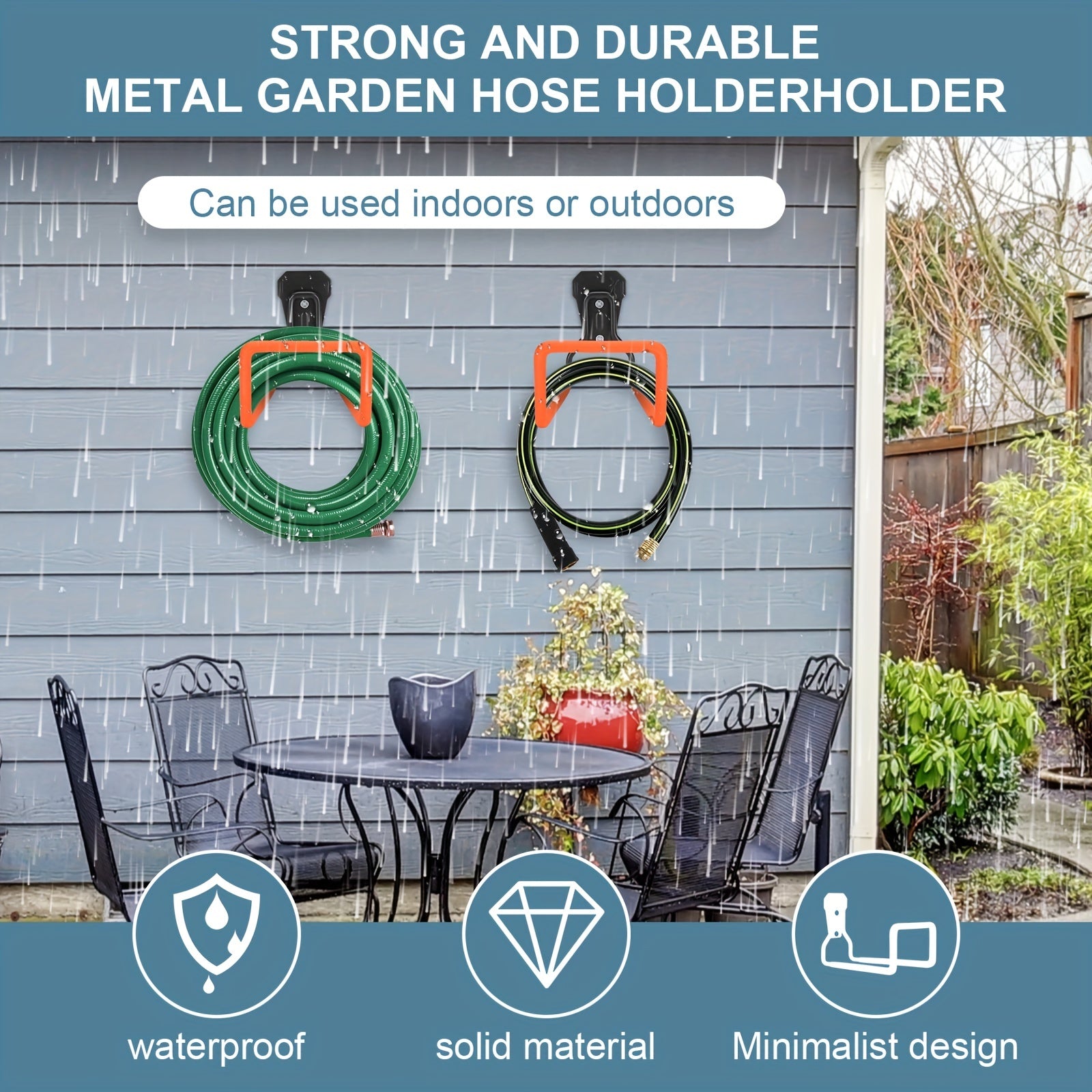 Heavy Duty Metal Hose Holder Wall Mount Orange Garden Hose Hanger