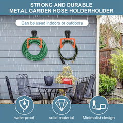 Heavy Duty Metal Hose Holder Wall Mount Orange Garden Hose Hanger