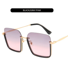 Hip Hop Style Sunglasses Square Rimless Lenses Golden Metal Frames