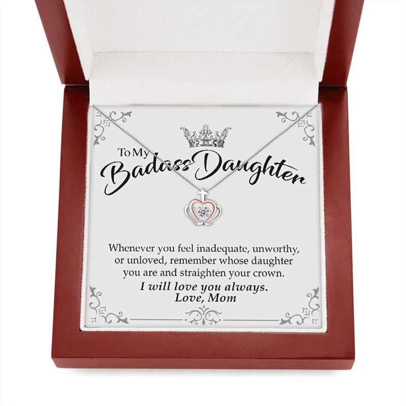 Badass Daughter Crown Necklace - Birthday Gift