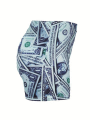 Dollar Print Skinny Shorts Yoga Casual Summer Shorts