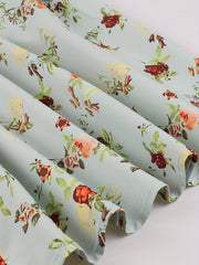 Floral Print Button Front Swing Skirt
