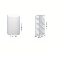 4 Grid Pen Holder Makeup Storage Box Translucent Desktop Organizer