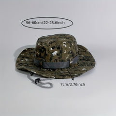 Monochrome Camouflage Fishing Hat Sun Protection Hat with Adjustable Rope