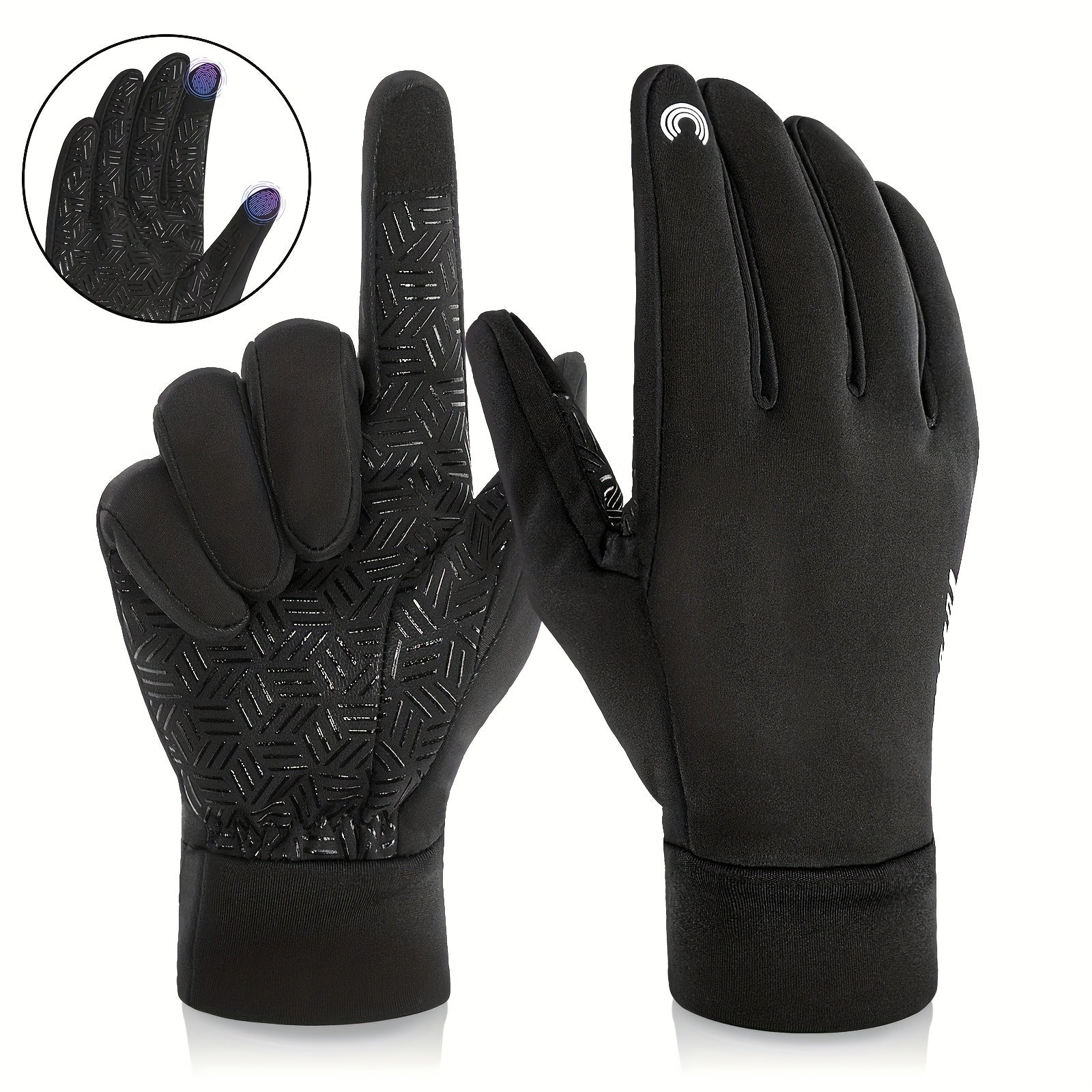 Windproof Waterproof Cycling Gloves Touch Screen Reflective Strip