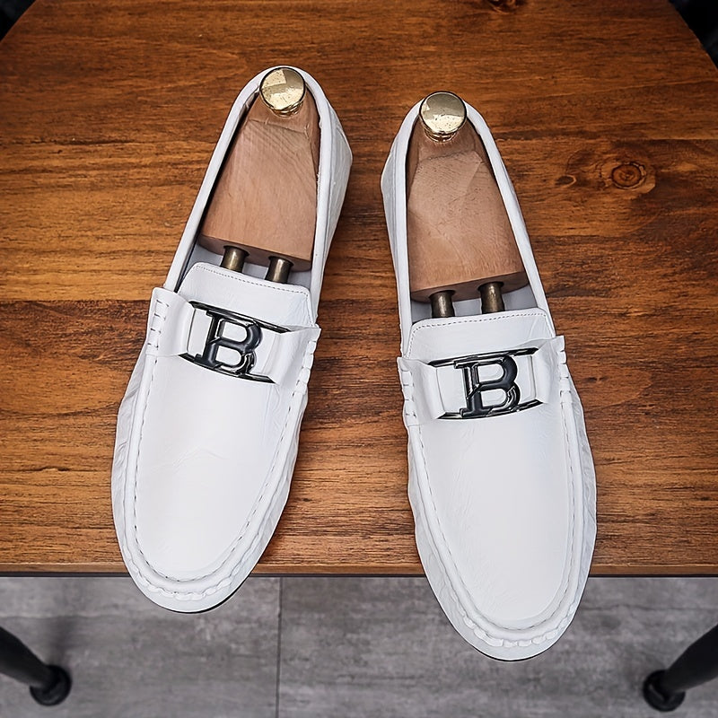 Men's Letter Decor Loafer Shoes Non-slip Driving Shoes