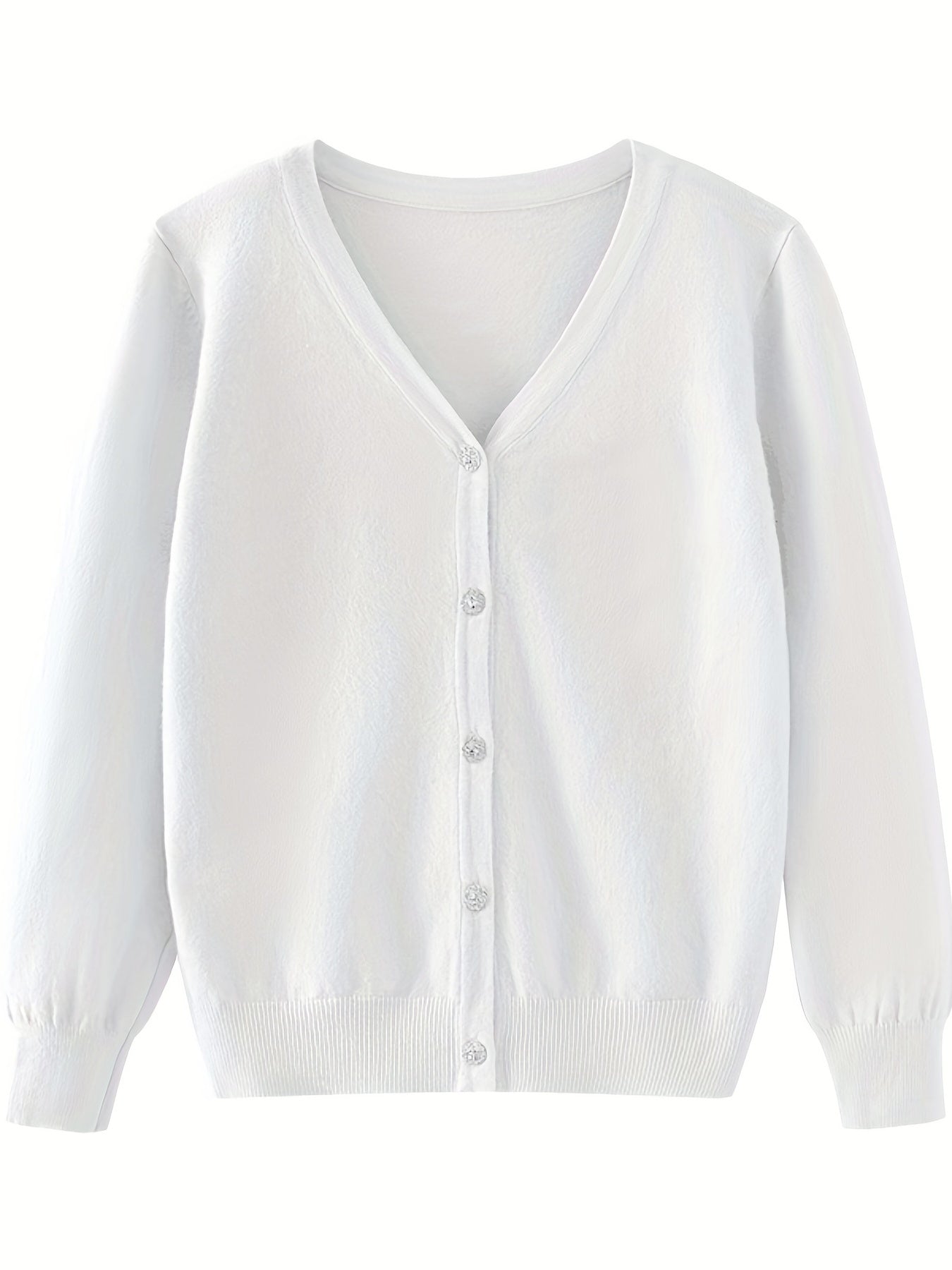 Girls' Button Down Cardigan Sweater Long Sleeve Classic Knit