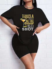 2pcs Summer Sports Sets Letter Print Short Sleeve T shirts & Shorts Activewear