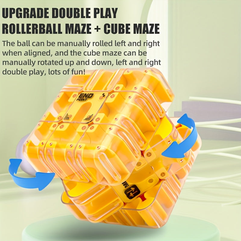 3D Maze Cube Game Gravity Rolling Ball Puzzle Toy for Kids and Adults