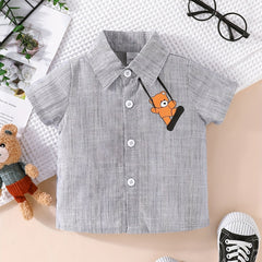 Bear Print Toddler Boys Shirt Short Sleeve Top