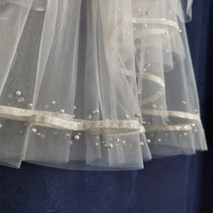 2 Tiers Ribbon Edge Bridal Wedding Veil Hair Accessories
