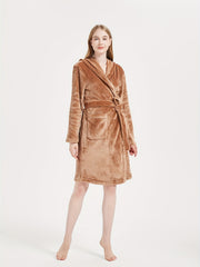 Cozy Fuzzy Hooded Lounge Robe with Pockets