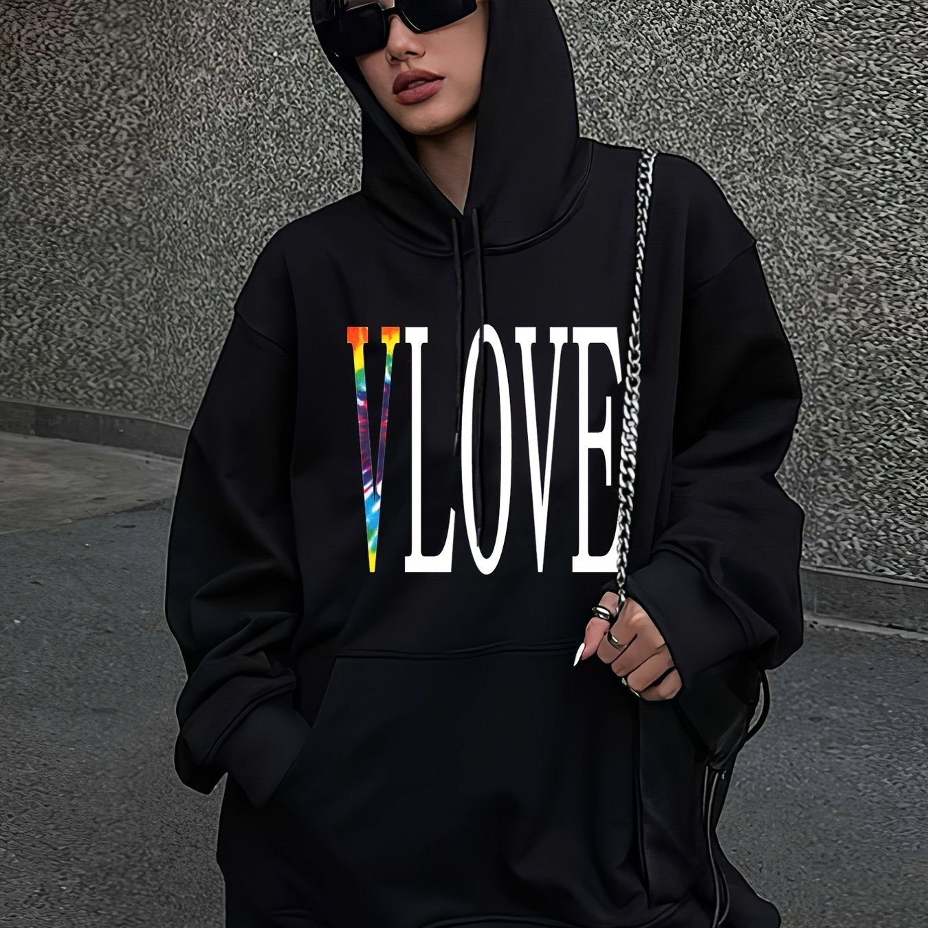 Love Letter Graphic Hooded Sweatshirt Pullover Casual Fleece Top