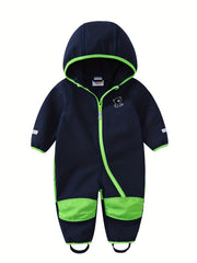Boys Warm Softshell Outdoor Jumpsuit with Hooded Ski Suit