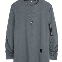 Men's Stretchy Long Sleeve T Shirt with Zipper Decor - Outdoor Style